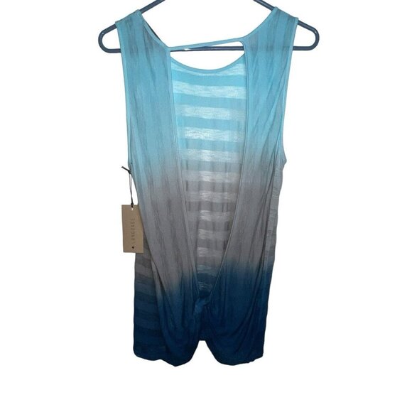 LANGUAGE LA WOMEN TWIST‎ BACK PULLOVER SKY BLUE GREY OMBRE TANK TOP MEDIUM NEW - Picture 2 of 10